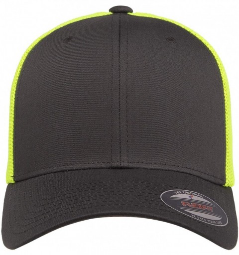 Baseball Caps Trucker Mesh Fitted Cap - Charcoal/Neon Yellow - CZ18WAAT32M $15.26
