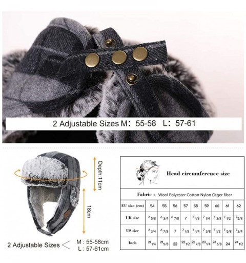 Bomber Hats Stylish Plaid Winter Wool Trapper Faux Fur Earflap Hunting Hat Ushanka Russian Cold Weather Thick Lined - C318ASN...