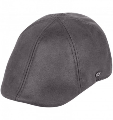 Newsboy Caps Faux Suede Leather Newsboy Flat Cap Ivy Driver Hunting Hat - Gray - C712NZYQ9T5 $16.71