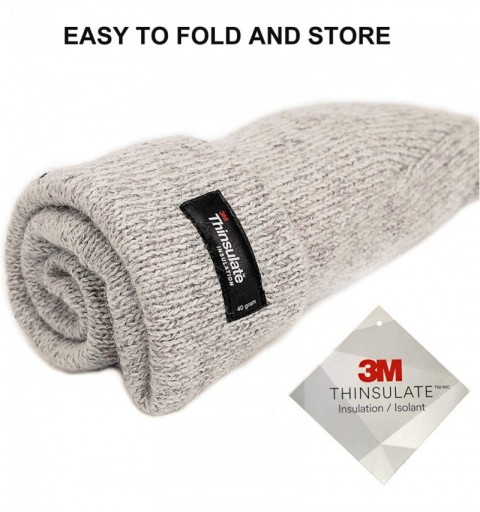 Skullies & Beanies Thinsulate Thermal Lining -5℉ Winter Hat Wool Acrylic Knit Gloves Caps Set - Beige Hat - CP18ZC3WCEI $19.07