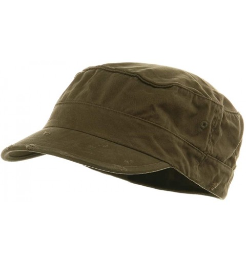 Baseball Caps Washed Cotton Fitted Army Cap-Dark Olive - Olive - C818G9A4T5W $17.13