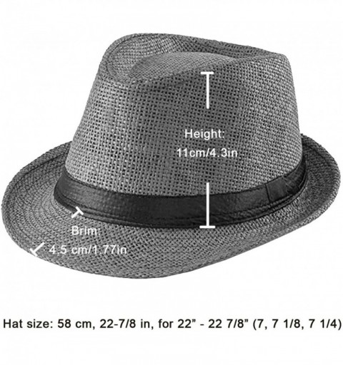 Fedoras Fedora Straw Hat for Mens Women Sun Beach Derby Panama Summer Hats w Brim Black to White - Grey Black Belt - CB184XLA...