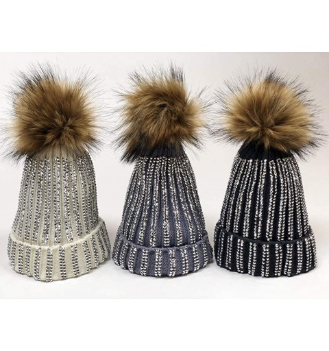 Skullies & Beanies Women's Winter Hat Warm with Detachable Pom Knit Beanie Hat - Pink - C018KMMAXDE $8.79