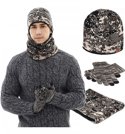 Skullies & Beanies Winter Beanie Hat Scarf and Touch Screen Gloves 3 Pieces Unisex Thick Camouflage for Men Women Touch Scree...