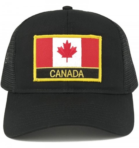 Baseball Caps Canada Flag Embroidered Iron on Patch with Text Adjustable Mesh Trucker Cap - Black - C212N1VUZBB $17.31