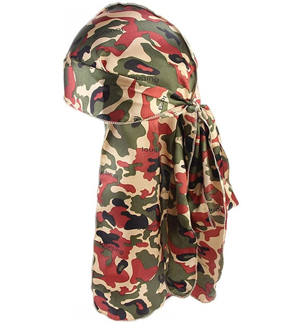 Skullies & Beanies Print Silky Durags Turban Silk Du Rag Waves Caps Headwear Do Doo Rag for Women Men - Tjm-05k-4 - CR197WD38...