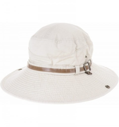 Sun Hats Boonie Bush Hat Wide Brim Faux Leather Band Side Snap DW8340 - Ivory - CF12HS7EVZ9 $24.59