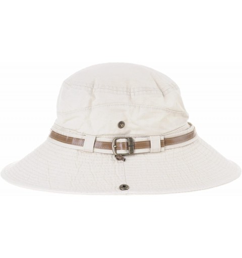 Sun Hats Boonie Bush Hat Wide Brim Faux Leather Band Side Snap DW8340 - Ivory - CF12HS7EVZ9 $24.59