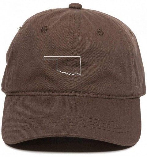 Baseball Caps Oklahoma Map Outline Dad Baseball Cap Embroidered Cotton Adjustable Dad Hat - Brown - CT18ZO4WQ2M $15.44