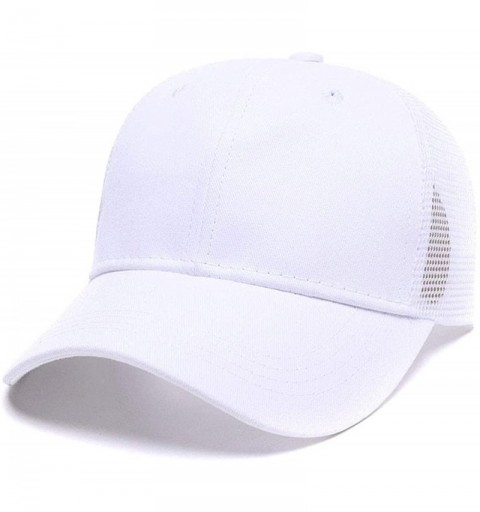 Baseball Caps Custom Women's Ponytail Mesh Adjustable Cap-Baseball Cap-Trucker Hat Suitable Cool Unisex Cap - White - CJ18K3H...