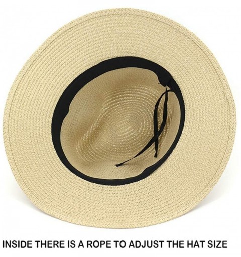 Sun Hats Man and Woman's Wide Brim Straw Panama Hat Fedora Beach Sun Hat with Band - Aa Beige - CT18NNZK7A2 $13.62