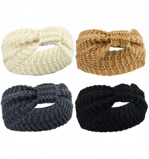 Cold Weather Headbands Crochet Turban Headband for Women Warm Bulky Crocheted Headwrap - 4 Pack Crochet Knot C - CS18LG8T28Q ...