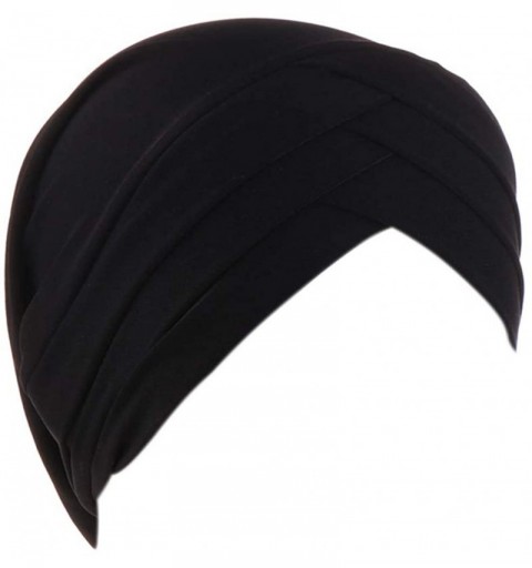 Skullies & Beanies Hijab Chemo Cancer Beanies Turbans Hats Cap Twisted Hair Cover Headwrap Turban Headwear for Women - Black ...