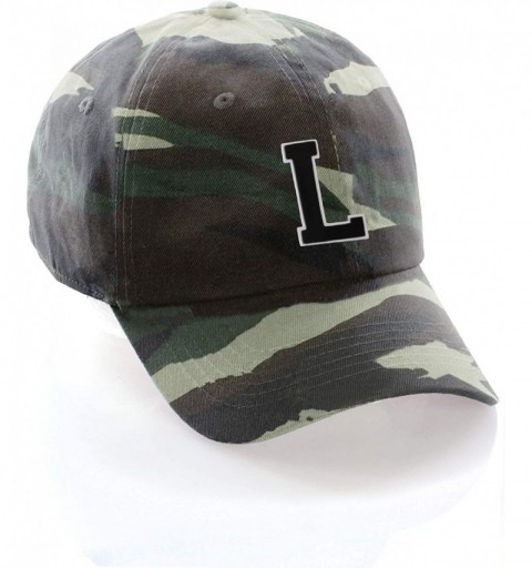 Baseball Caps Customized Letter Intial Baseball Hat A to Z Team Colors- Camo Cap White Black - Letter L - CB18NKWI2W0 $14.90