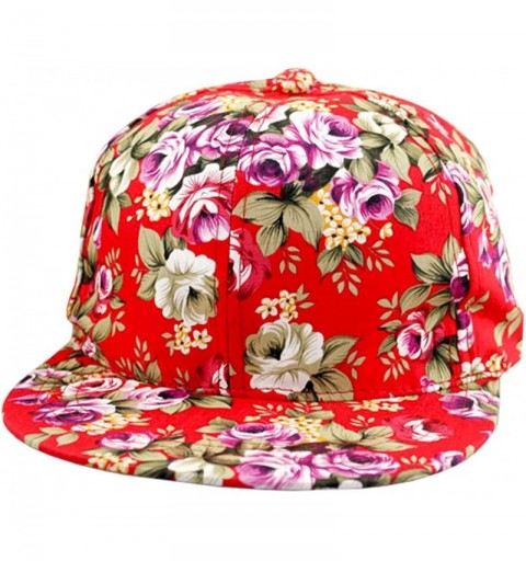 Baseball Caps Women's Street Hipsters Visor Casual Cap Floral Hip Hop Baseball Hat - Red - CE121V7D5MH $13.14