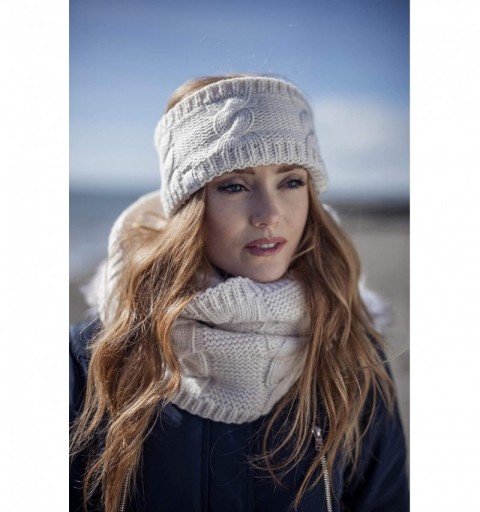 Cold Weather Headbands Womens Warm Fleece Lined Knit Thermal Winter Ear Warmer Headband - Cream - CF18INU753H $18.81