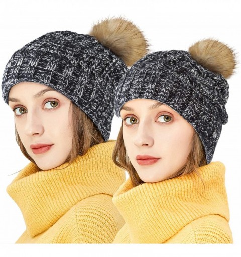 Skullies & Beanies 2 Pack Winter Hats for Women Slouchy Beanie for Women Beanie Hats - B2-beige/Black Beanie(2 Pack) - CD18AX...