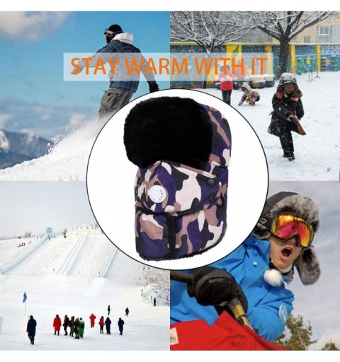 Skullies & Beanies Unisex Winter Trooper Hat Hunting Hat for Men and Women Ushanka Ear Flap Chin Strap and Windproof Mask - C...