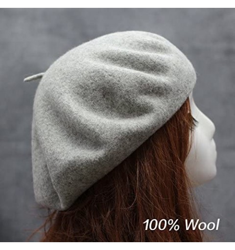 Berets 100% Wool French Style Casual Classic Solid Color Wool Beret Hat Cap - Dark Red - C812N9OWF20 $12.42