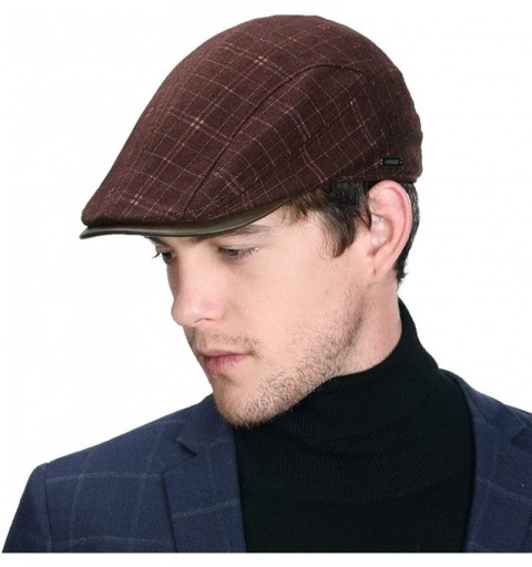 Newsboy Caps Winter Wool Duckbill Cap for Men Golf Irish Ivy Flat Gatsby Newsboy Hat Drving Visor Cold Weather Red One Size -...