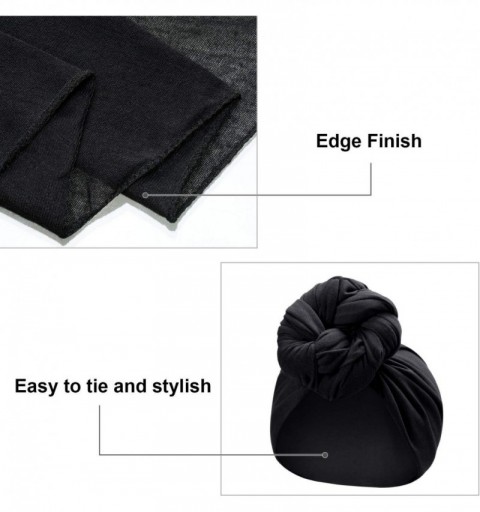 Headbands 2 Pieces Stretch Head Wrap Scarf Stretchy Turban Long Hair Scarf Wrap Solid Color Soft Head Band Tie for Women - CA...