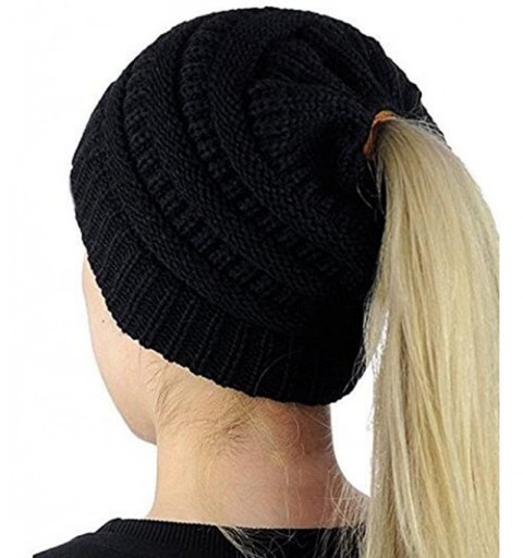 Skullies & Beanies Womens Winter Hats Warm Knitted Horsetail Lady Wool hat - 4 - CS186N0IXUN $7.43