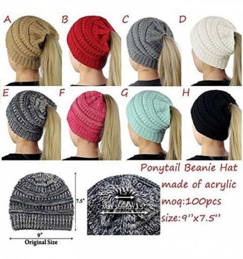 Skullies & Beanies Womens Winter Hats Warm Knitted Horsetail Lady Wool hat - 4 - CS186N0IXUN $7.43