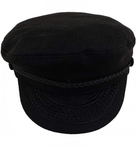 Newsboy Caps Black Wool Greek Fisherman Cap Medium - CV182RYY06D $16.50