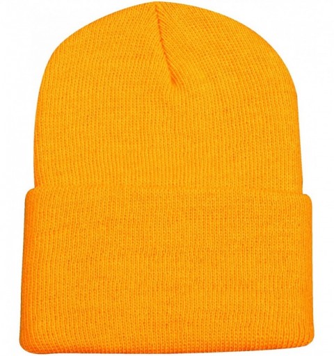 Skullies & Beanies Knit Watch Cap with Cuff - Gold - CH114XY2QNF $8.76