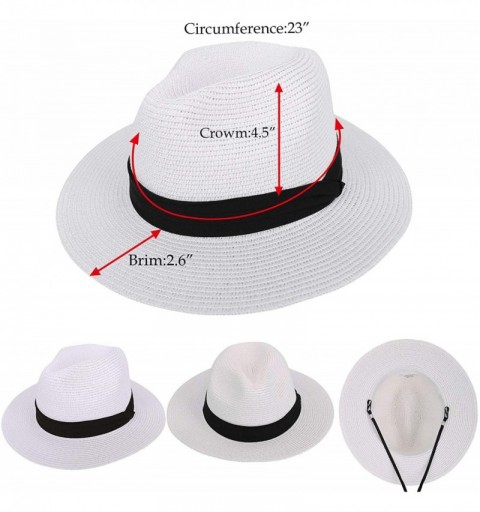 Sun Hats Mens Women's Wide Brim Straw Panama Sun Hat - White - CB18KEL9RXC $12.72