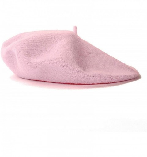 Berets Spring Beret Hat Flat Cap Women Wool Berets Hat Caps Casquette Female Warm Winter Cap - Pink - CQ18A2Y74GZ $20.94