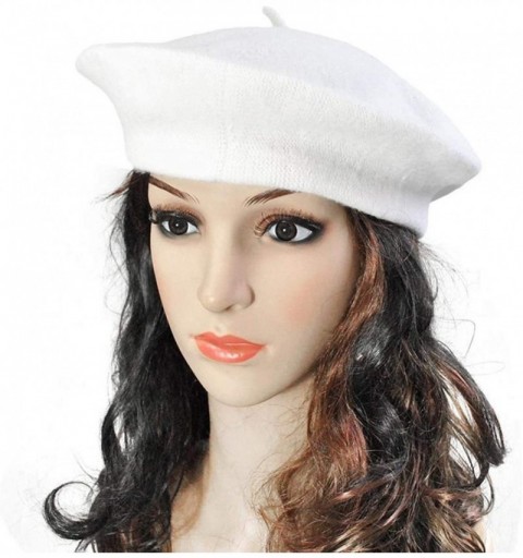 Berets Spring Beret Hat Flat Cap Women Wool Berets Hat Caps Casquette Female Warm Winter Cap - Pink - CQ18A2Y74GZ $20.94