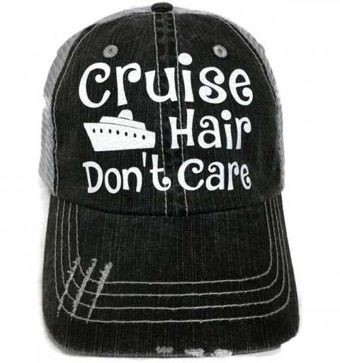 Baseball Caps White Glitter Cruise Hair Don't Care Grey Trucker Cap Hat - CR188ZX6MD3 $23.66