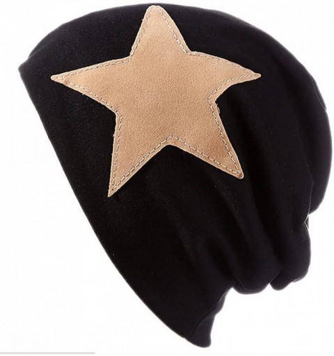 Skullies & Beanies Men's Big stars Winter Skull Cap Knitted hat - Black - CI12N5LLCXO $13.43