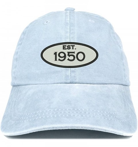 Baseball Caps Established 1950 Embroidered 70th Birthday Gift Pigment Dyed Washed Cotton Cap - Light Blue - CC180MWDRMS $17.99