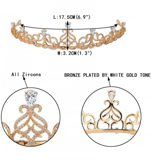 Headbands Women's Cubic Zirconia Wedding Elegant Knot Tear Drop Hair Band Tiara - Clear Gold-Tone - C818654H88Z $14.75
