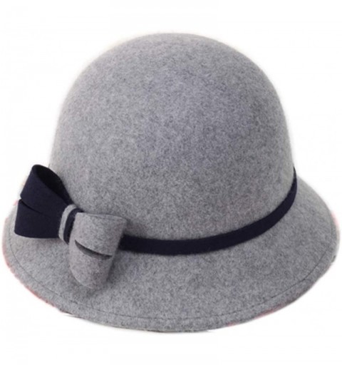 YSJOY Womens 100% Wool Contrast Color Bowknot Bucket Hat Cloche Hat Winter Hat