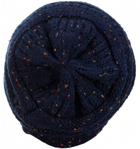 Skullies & Beanies Unisex Colorful Confetti Soft Stretch Cable Knit Beanie Skull Cap - Navy - C312709GQSF $8.93