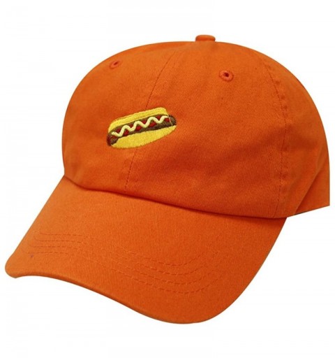 Baseball Caps Hotdog Cotton Baseball Dad Caps - Orange - CV12LQ2GBEV $14.03