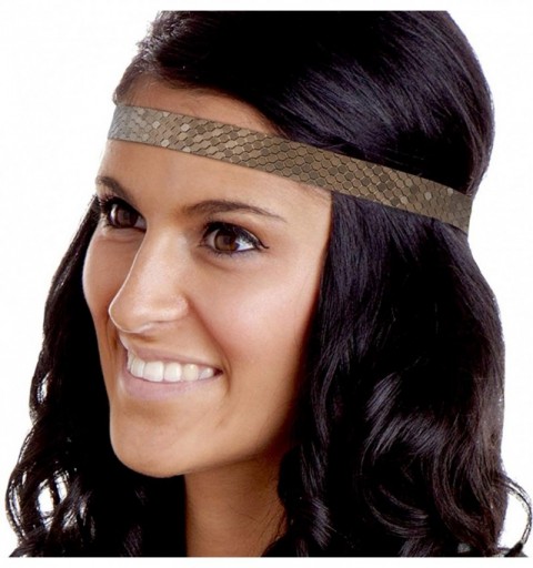 Headbands Women's Adjustable Non Slip Geo Sport Headband Multi Gift Pack - Black/Gold/Brown Skinny Geo 3pk - CY1977C3968 $12.06