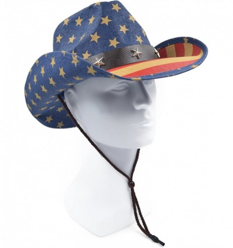 Cowboy Hats Adult Sun Straw Western Cowboy Hat - American Flag B - CP17Z6W9E9O $26.47
