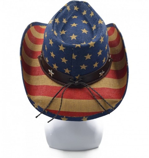 Cowboy Hats Adult Sun Straw Western Cowboy Hat - American Flag B - CP17Z6W9E9O $26.47