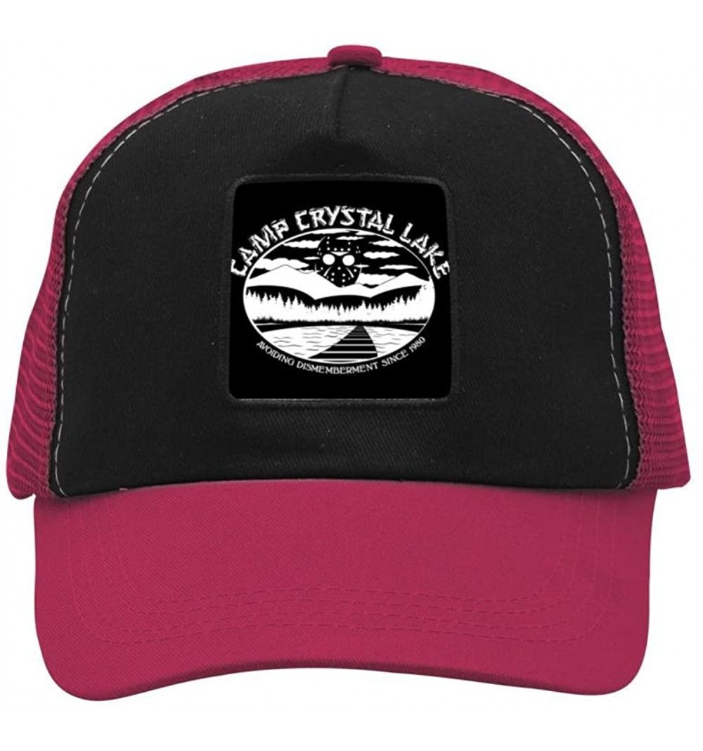 Baseball Caps Camp Crystal Lake Adjustable Grid Baseball Cap Snapback Washed Dad Hat Trucker Cap for Mens Womens - Wine Red -...