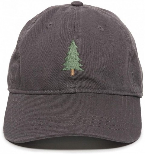 Baseball Caps Evergreen Tree Embroidered Dad Hat - Adjustable Polo Style Cap for Men & Women - Charcoal - CH18L9XCGKO $16.98