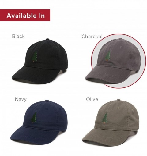 Baseball Caps Evergreen Tree Embroidered Dad Hat - Adjustable Polo Style Cap for Men & Women - Charcoal - CH18L9XCGKO $16.98