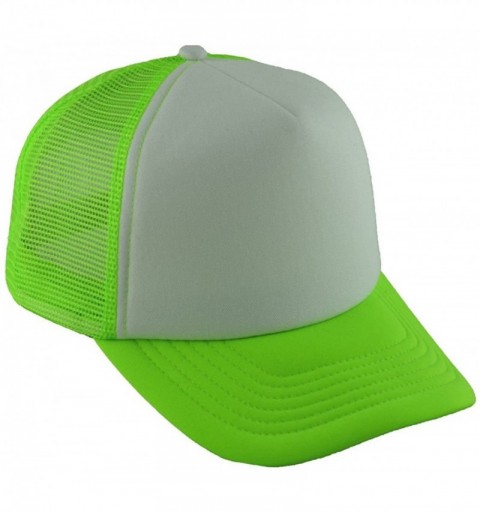 Baseball Caps Summer Trucker Mesh Cap White Neon Green - C811U7PYRVX $10.01