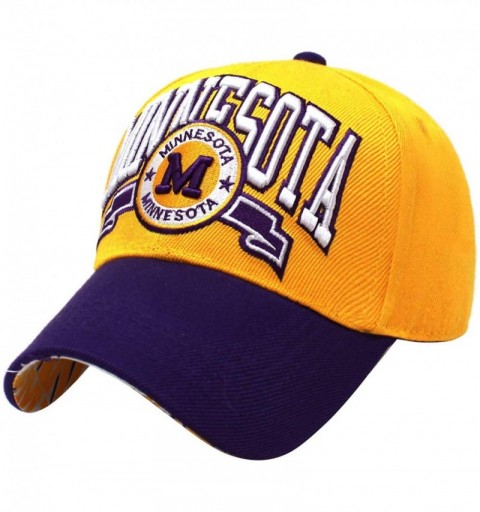 Baseball Caps Team Color City Name Embroidered Baseball Cap Hat Unisex Football Basketball - Minnesota-gold - CF18RA7ZYQ2 $16.21