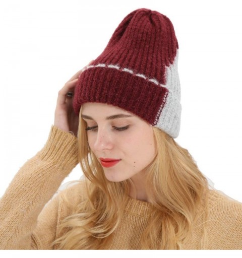 Skullies & Beanies Women's Solid Color Wool Knit Hats Earmuffs Parent-Child Caps - Wine Red4 - C518UKGXE5D $13.25