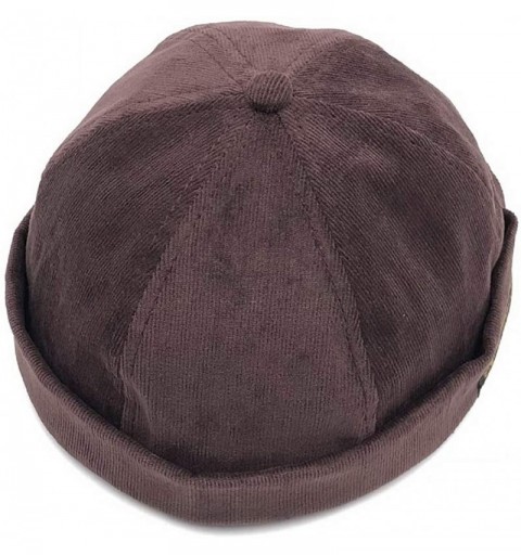 Skullies & Beanies Unisex Beanie Corduroy Docker Brimless Hat Rolled Cuff Harbour Hat - Brown - CK18LGGHCDN $9.84