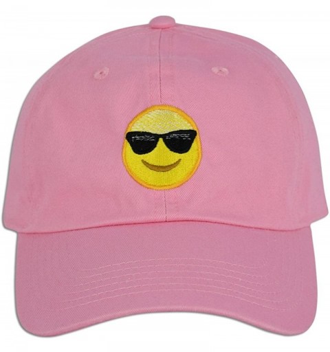 Baseball Caps Emoji Happy Face Sunglasses Cap Hat Dad Adjustable Polo Style Unconstructed - Lt. Pink - CH182KHZ7H4 $14.10